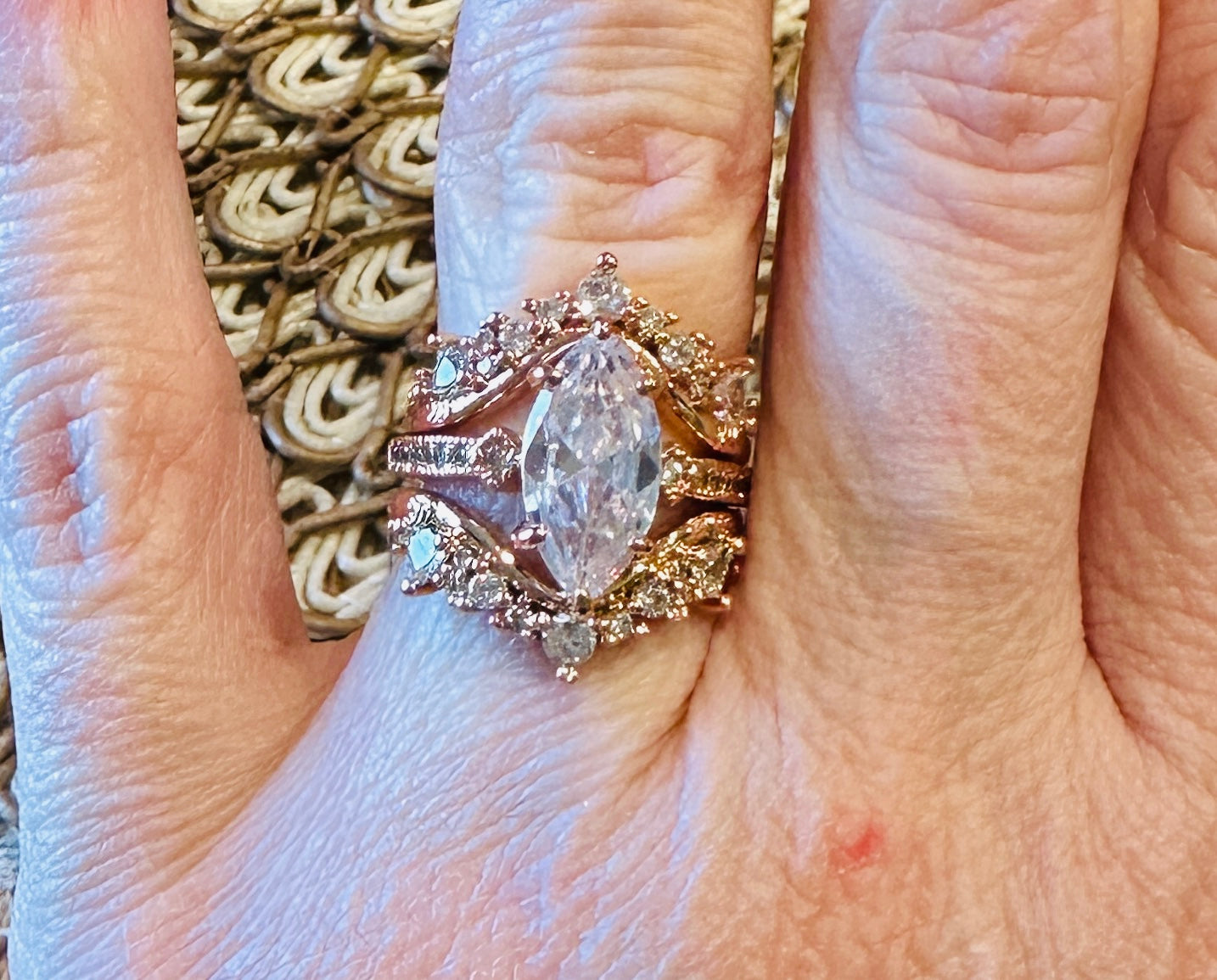 Rebecca 3 Piece Champagne Gold Ring Set