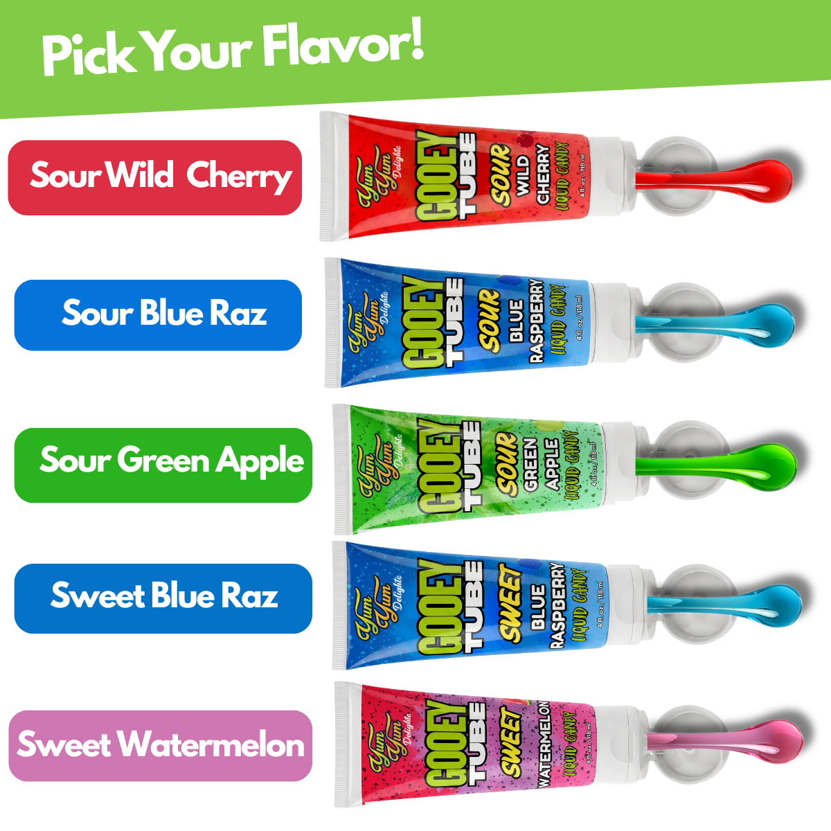 Ooey Gooey Tubes – Sweet & Sour Liquid Candy Ooze | Yum Yum Candy Shop