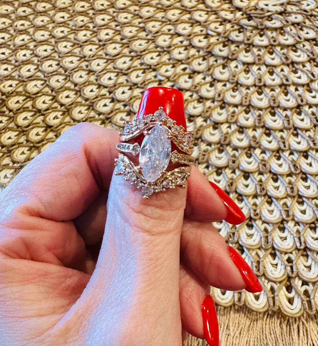 Rebecca 3 Piece Champagne Gold Ring Set