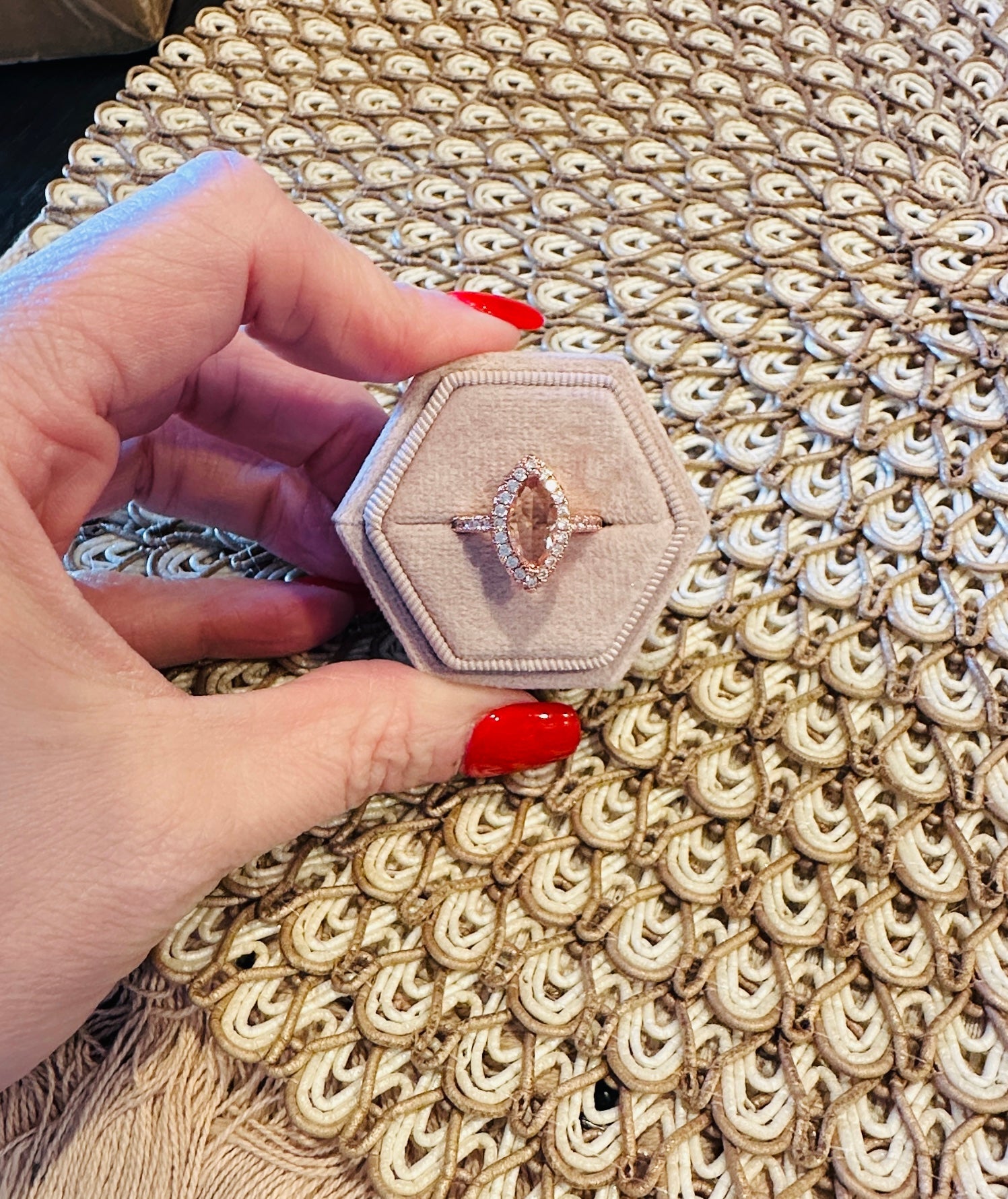 Blush Promise Marquise Halo Ring