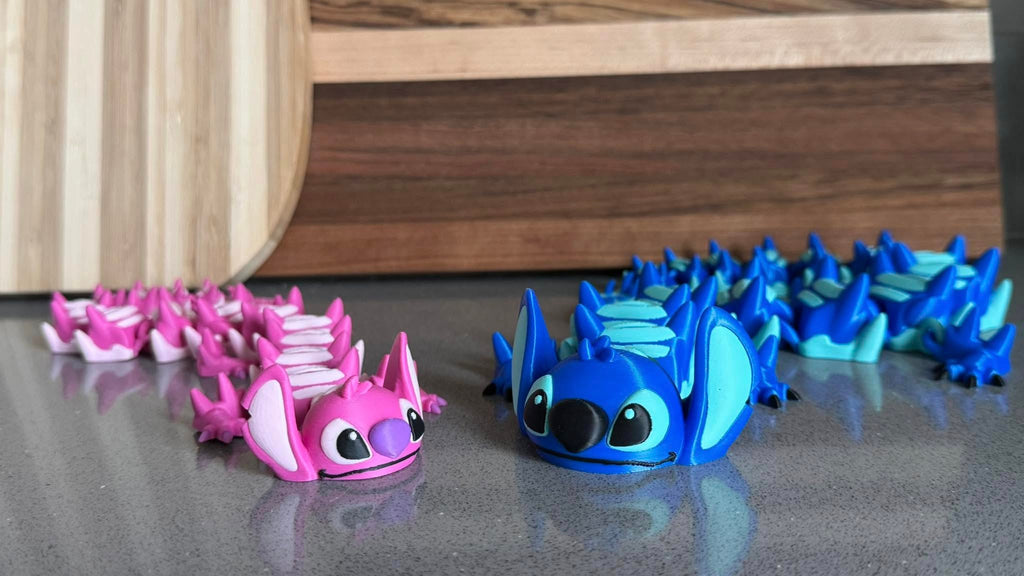 3D PRINTED BLUE ALIEN ARTICULATED DRAGON