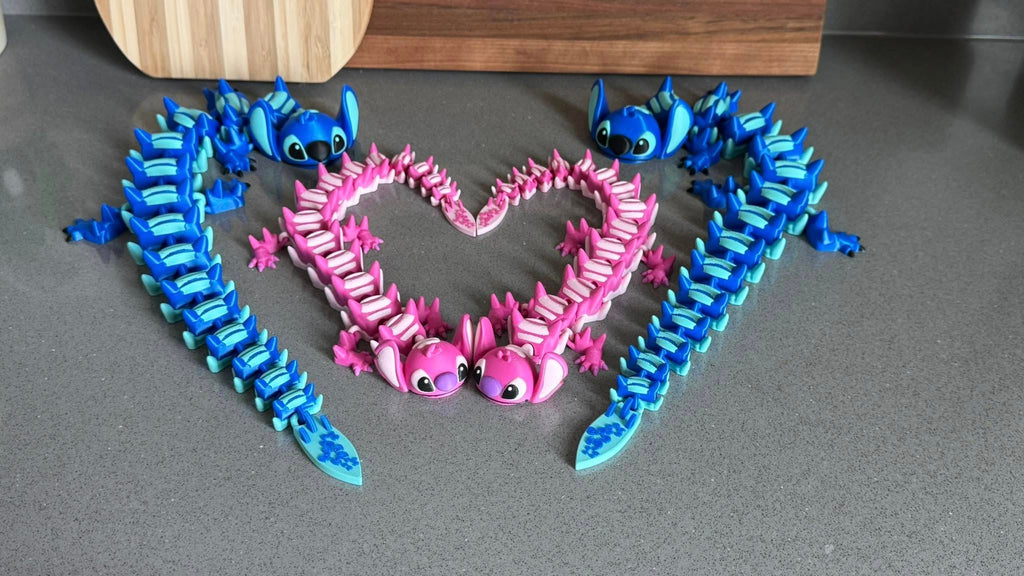 3D PRINTED PINK ALIEN ARTICULATED DRAGON