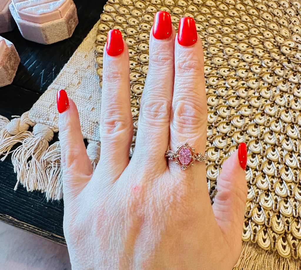 Jordin Sparkling Pink Rose Gold Ring