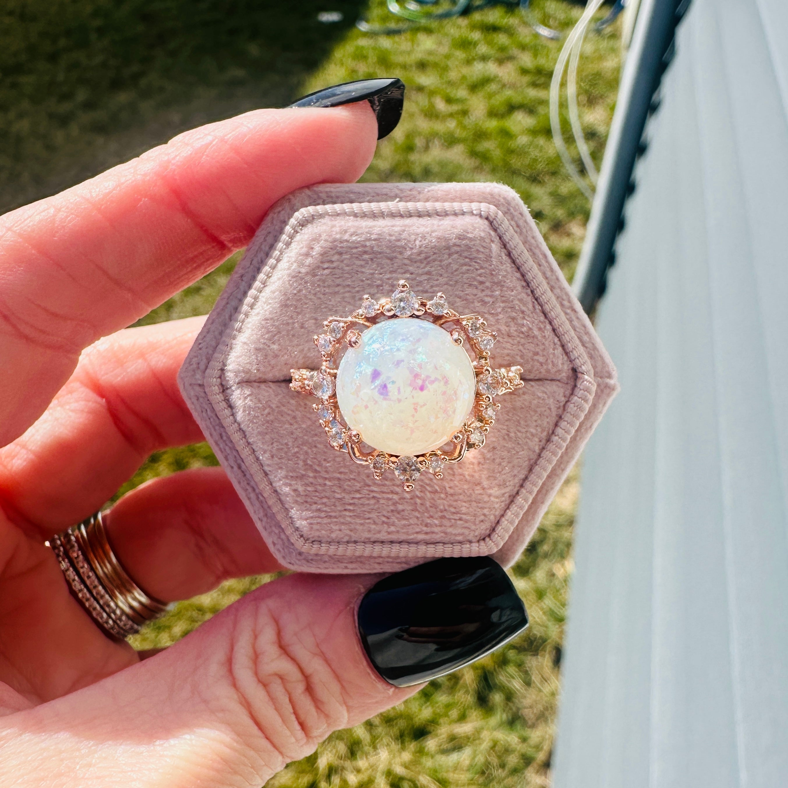 Elara Opal Champagne Gold Ring