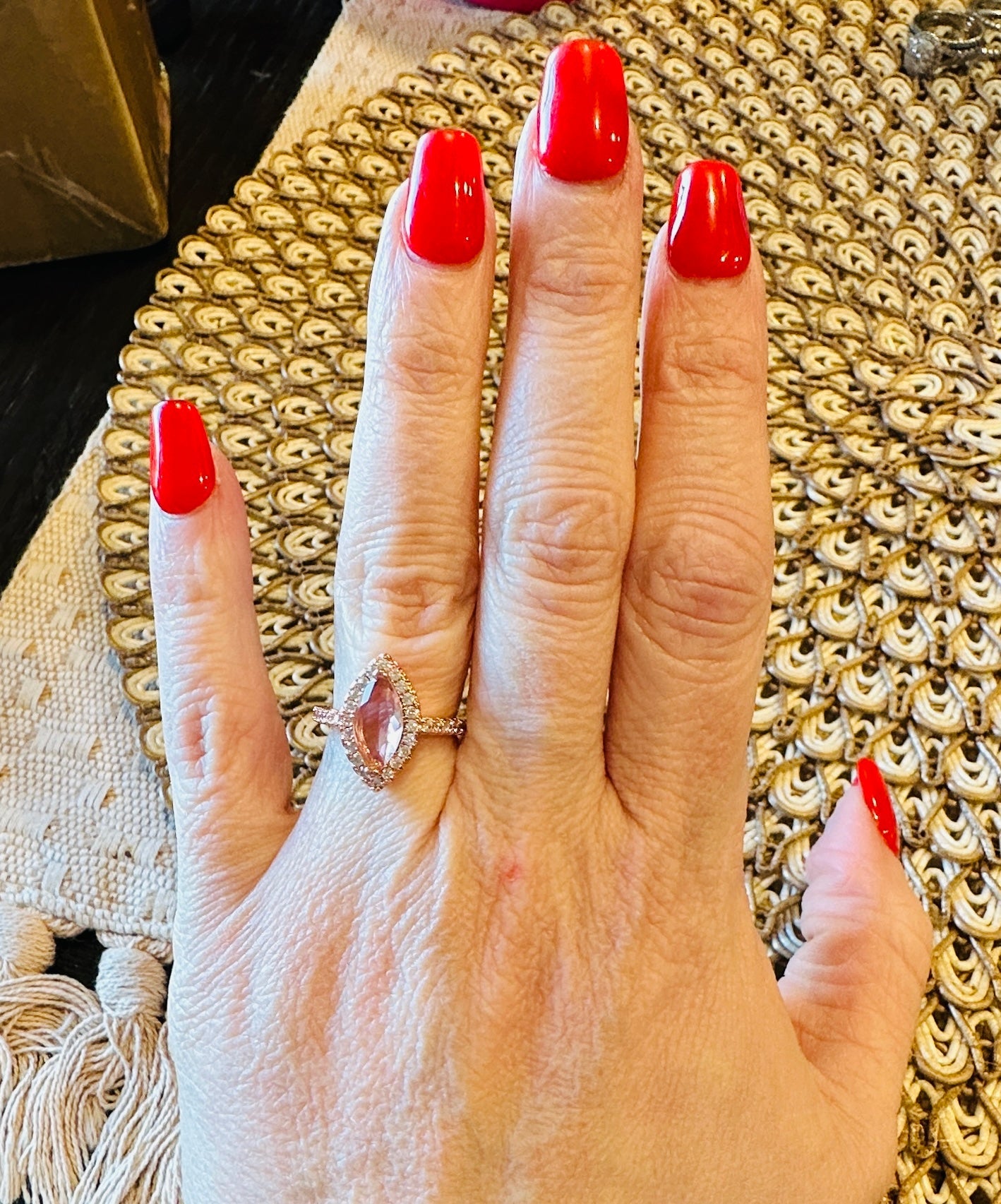Blush Promise Marquise Halo Ring