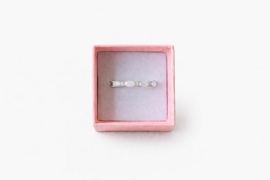 Elodie Opal Eternity Band- Silver