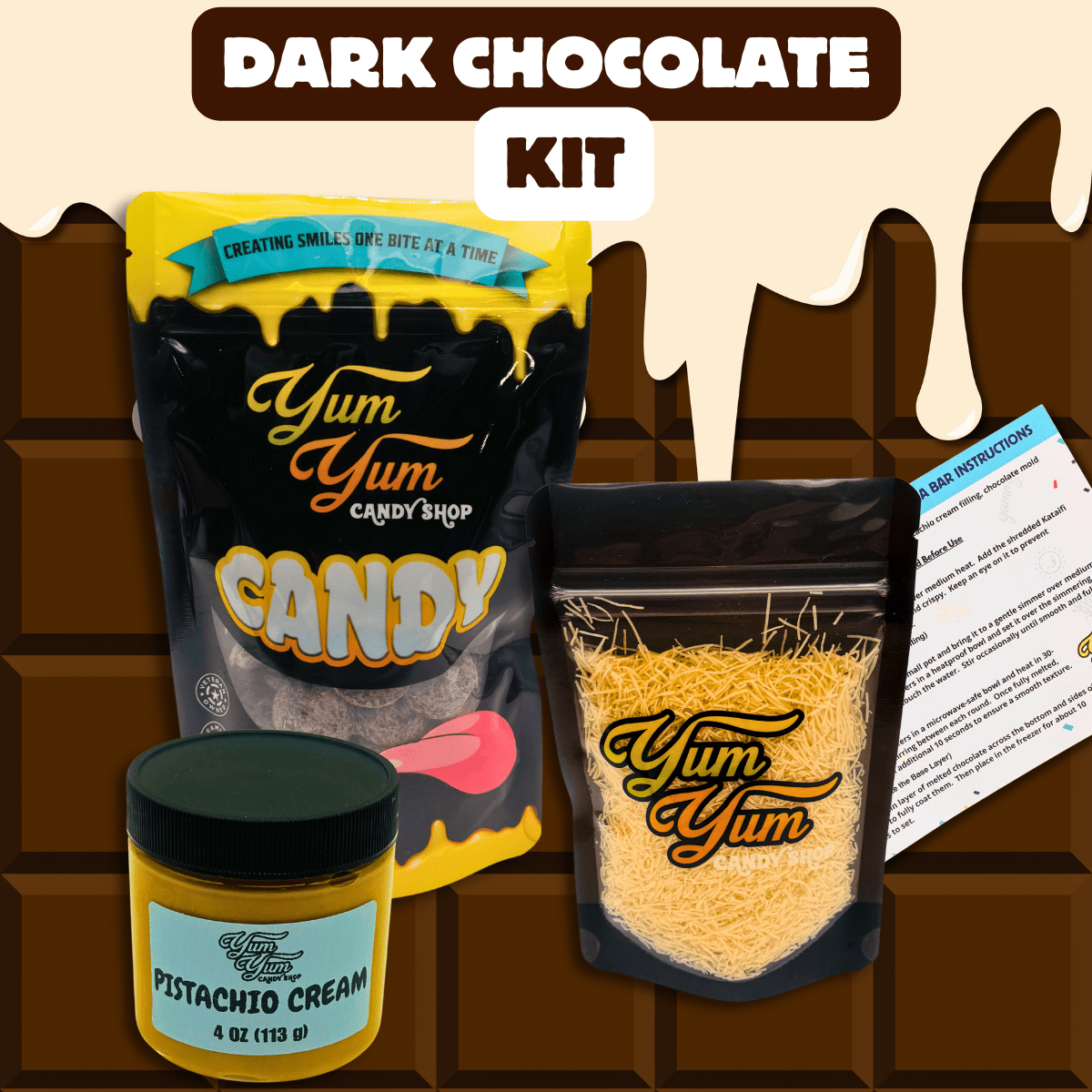 Dubai Chocolate Bar Refill Kit – Choose Your Chocolate (Mold Not Included) | Yum Yum Candy Shop