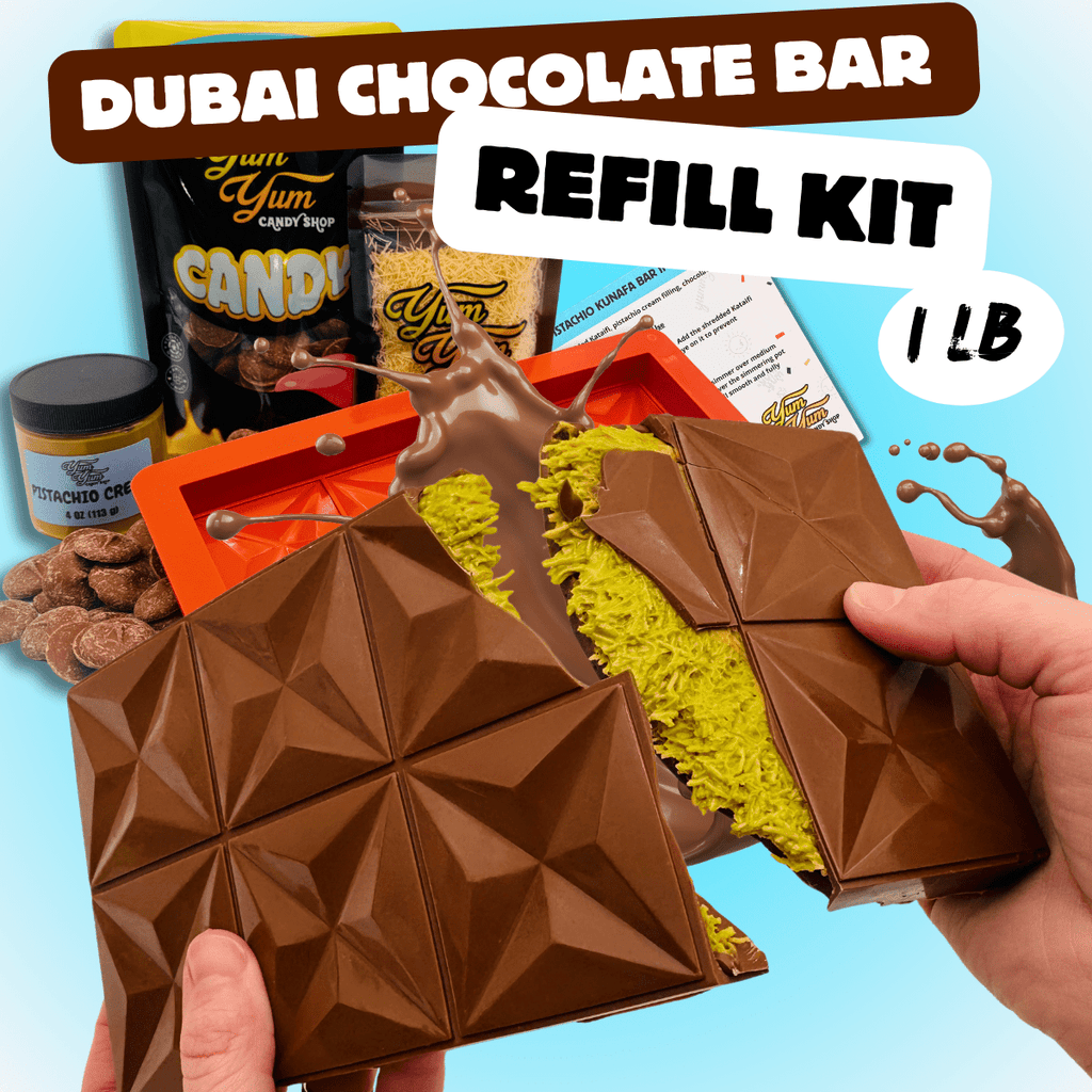 Dubai Chocolate Bar Refill Kit – Choose Your Chocolate (Mold Not Included) | Yum Yum Candy Shop