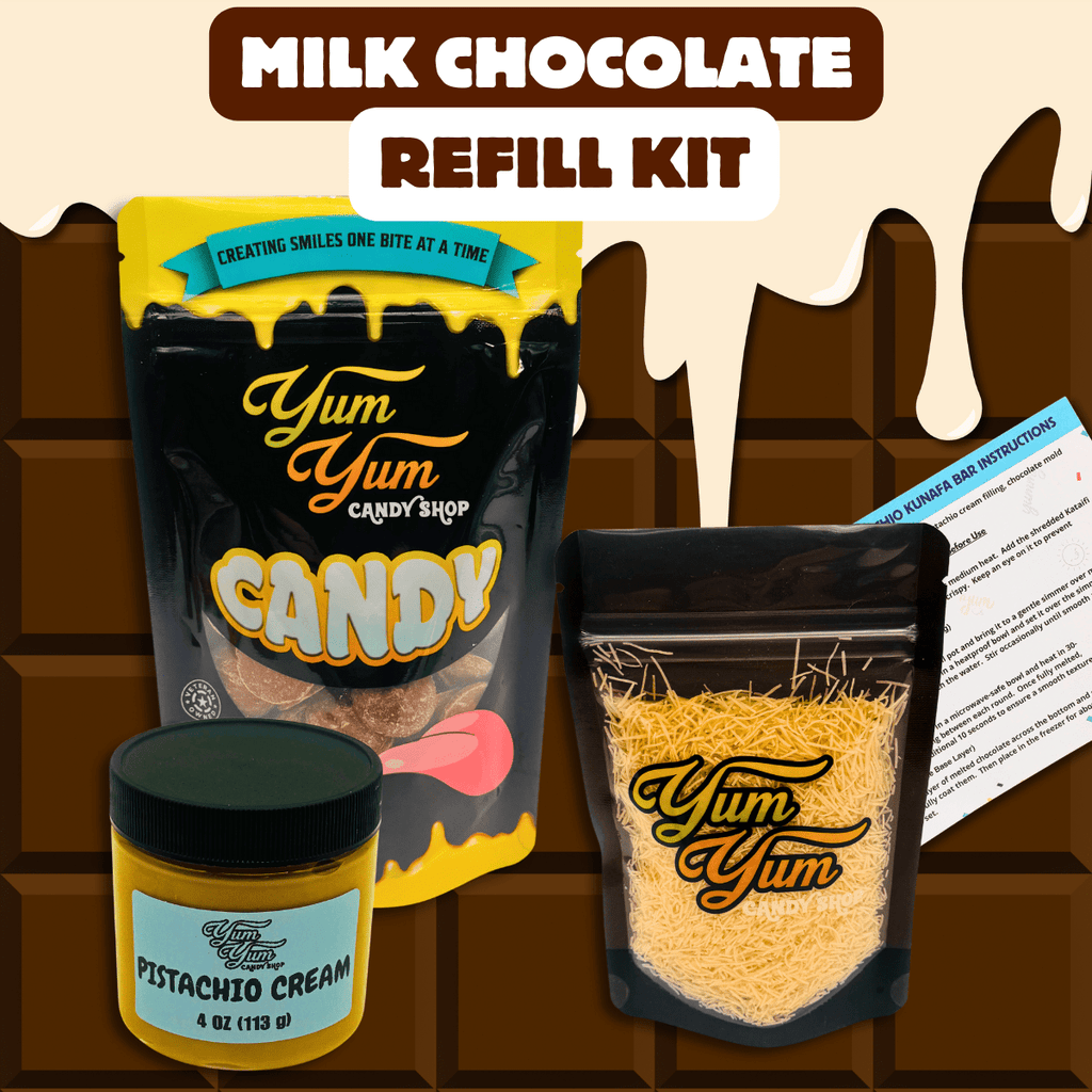 Dubai Chocolate Bar Refill Kit – Choose Your Chocolate (Mold Not Included) | Yum Yum Candy Shop