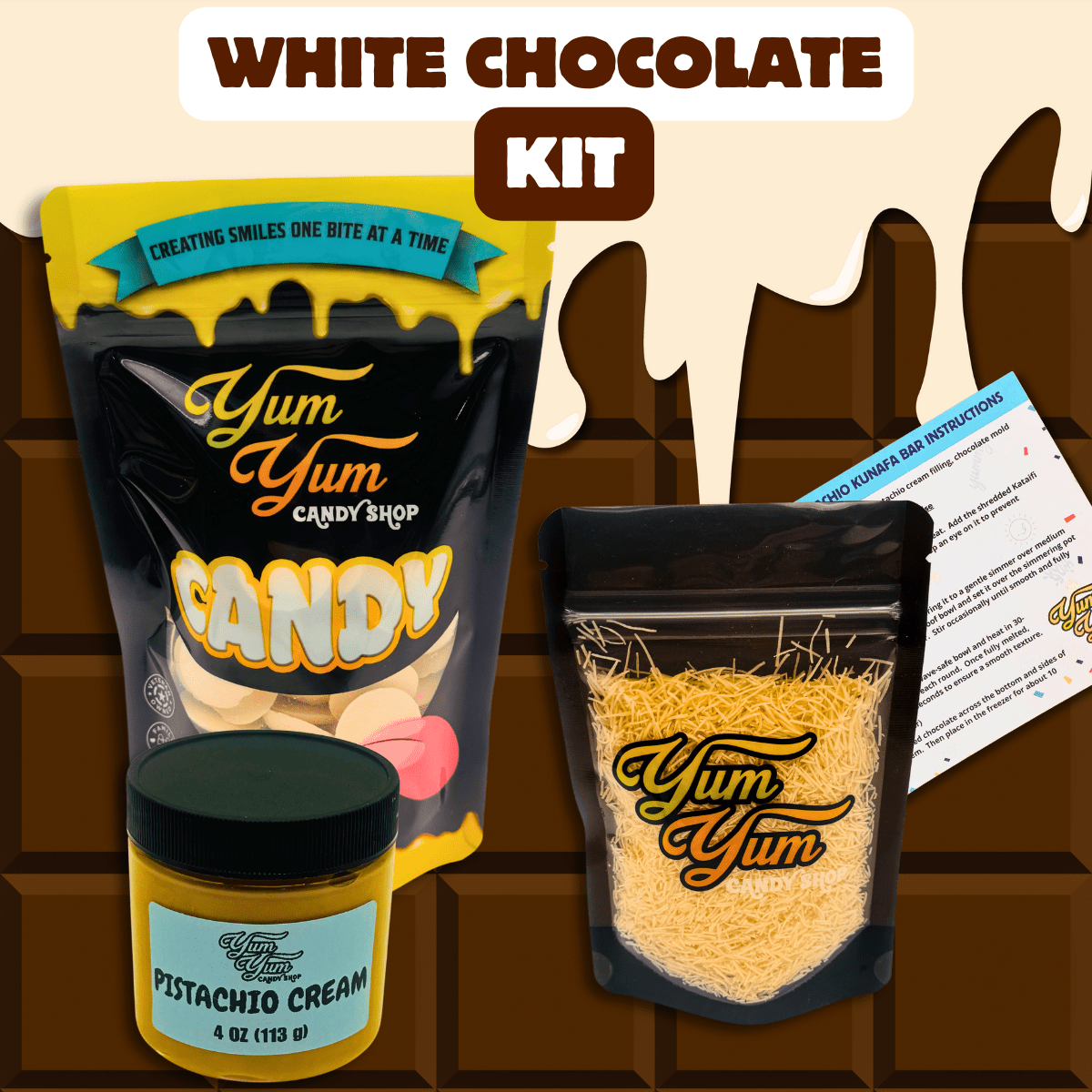 Dubai Chocolate Bar Refill Kit – Choose Your Chocolate (Mold Not Included) | Yum Yum Candy Shop