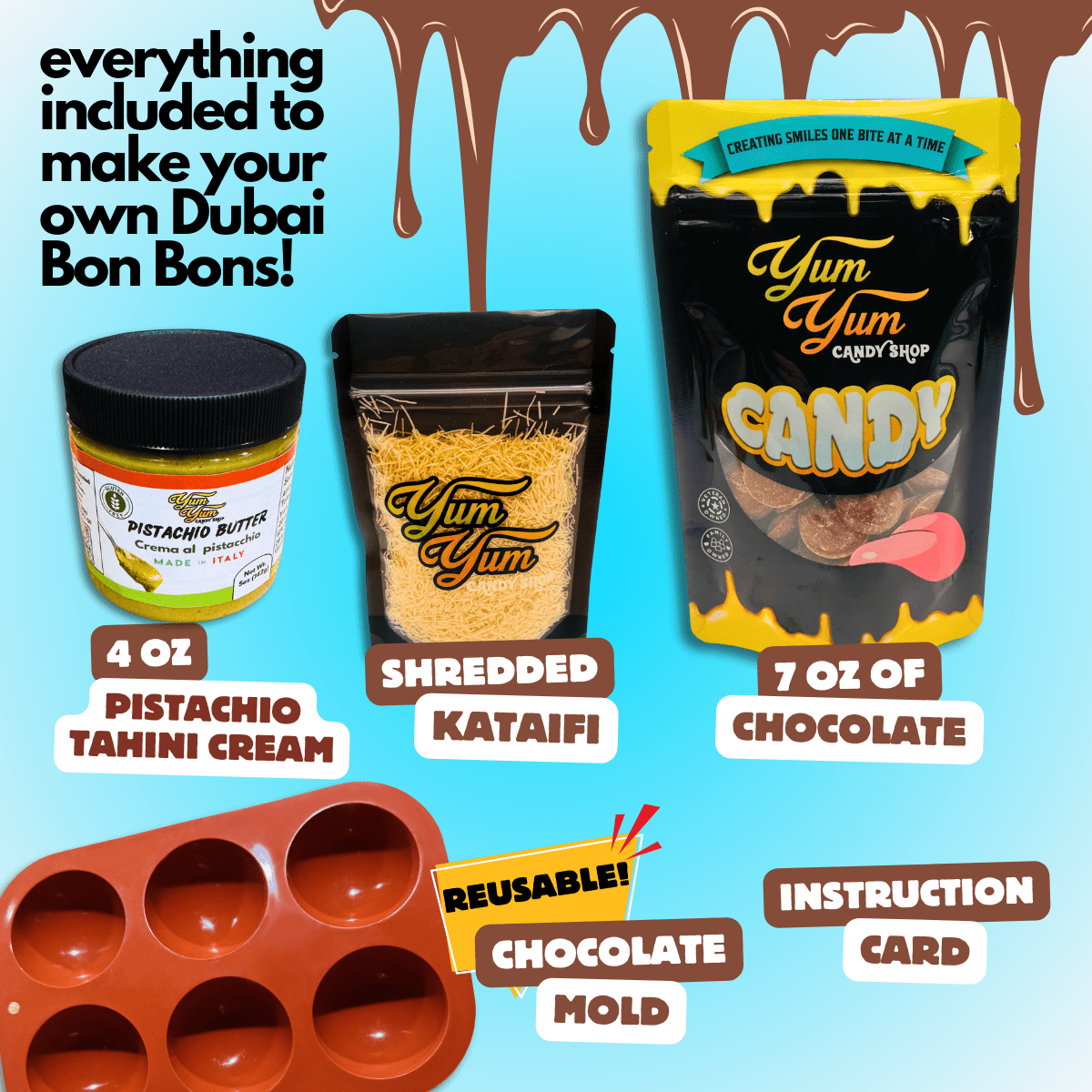 Dubai Pistachio Chocolate Bonbon Kit – DIY Sphere Candy with Kunafa | Yum Yum Candy Shop