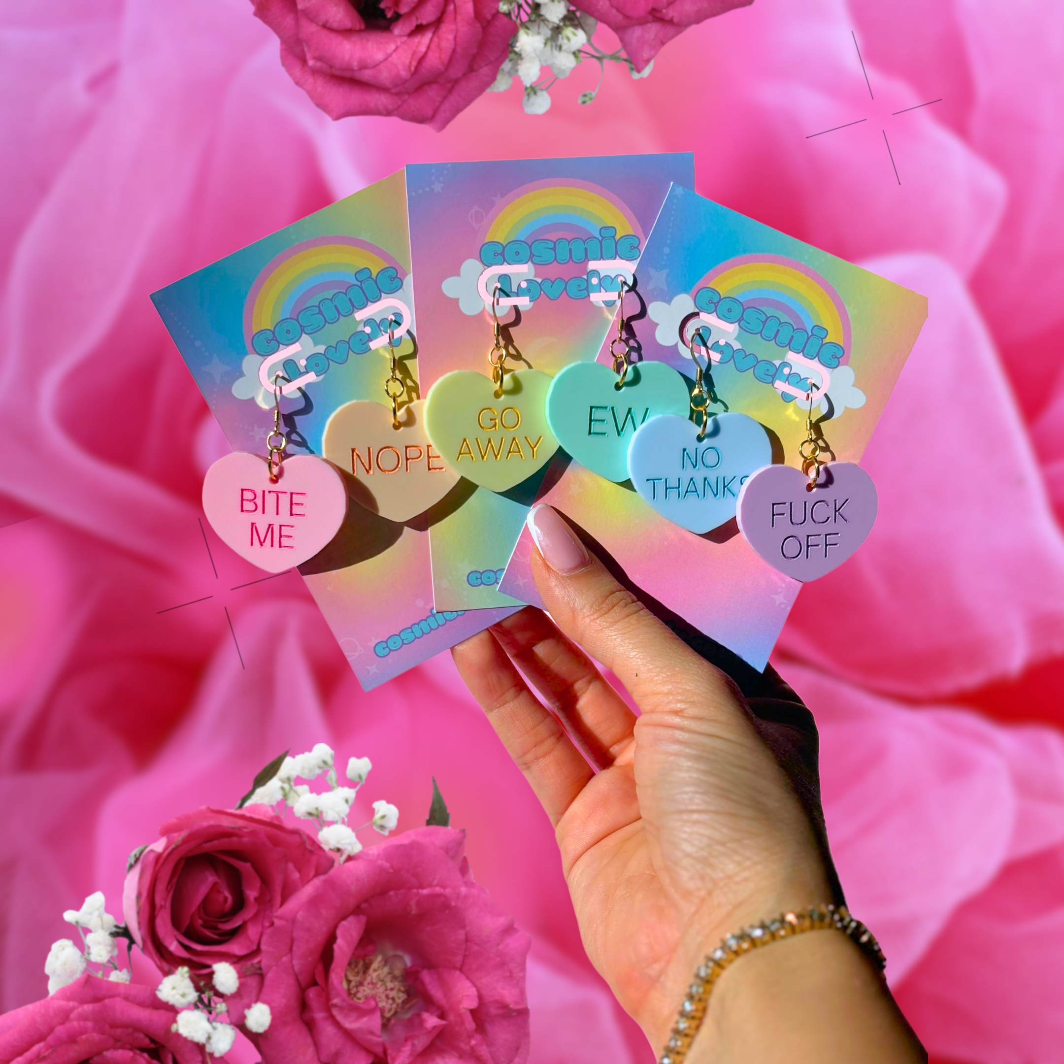 Valentine Love Pastel Candy Hearts Earrings