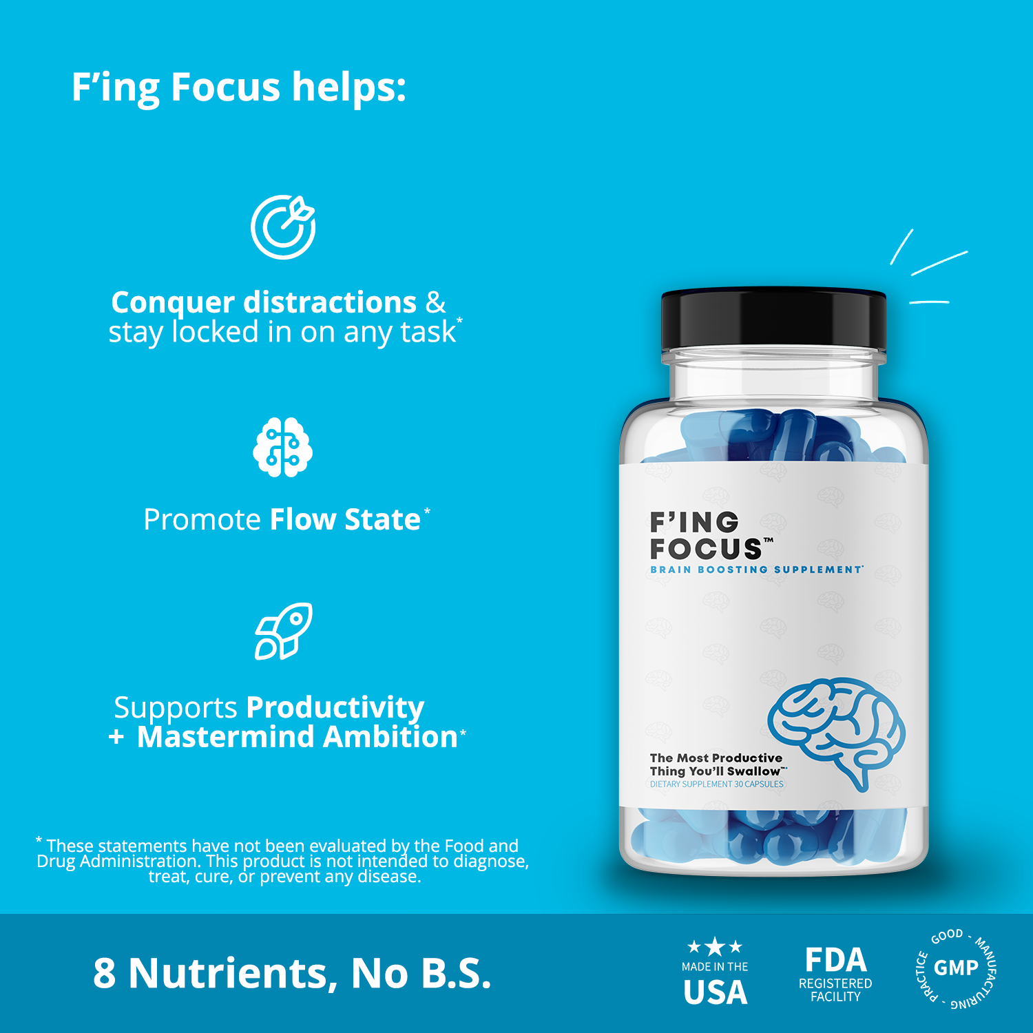 Focus - Best Supplement for Mental Clarity, Focusing & Productivity
