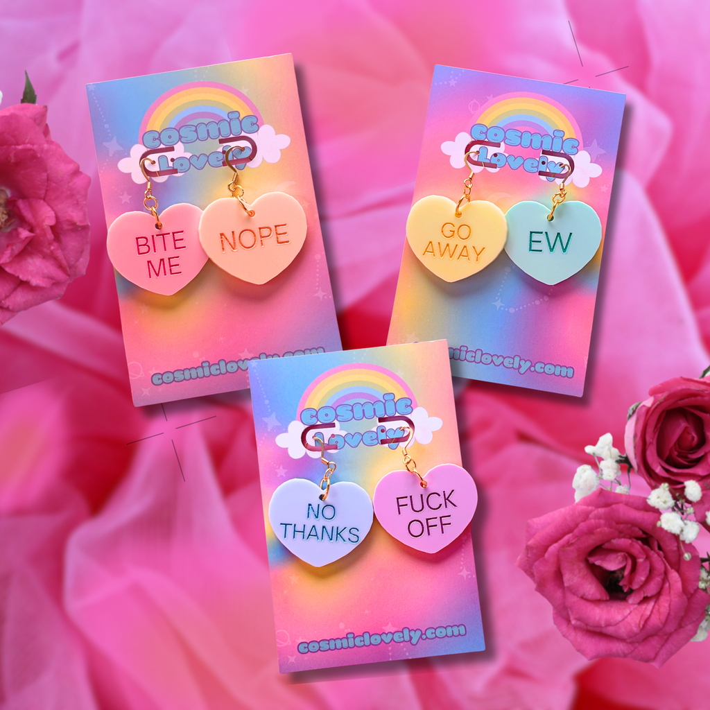 Valentine Love Pastel Candy Hearts Earrings