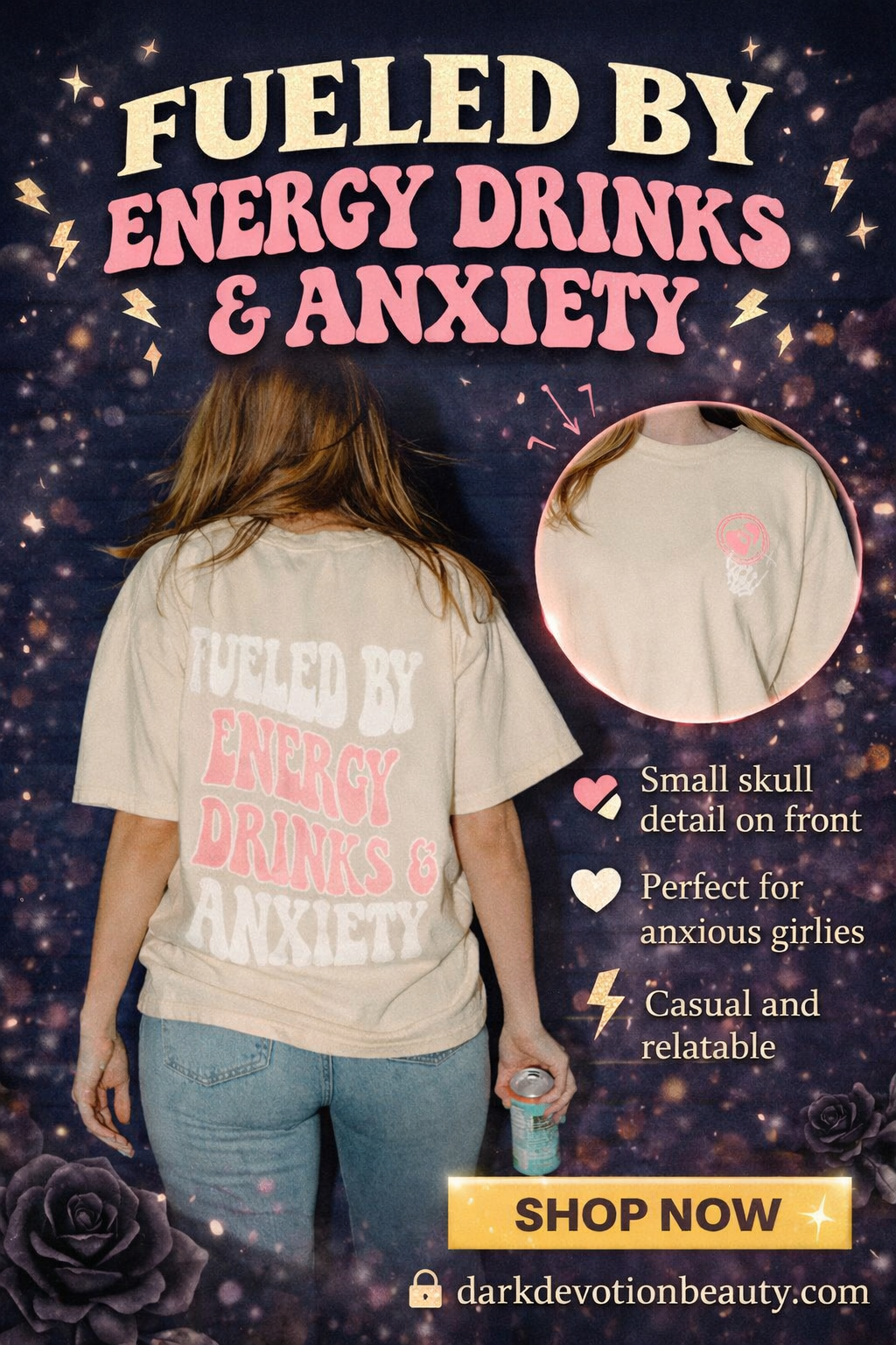 Fueled By Energy Drinks and Anxiety Graphic Tee