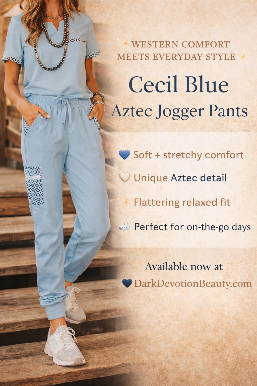 Cecil Blue Aztec Jogger Pants