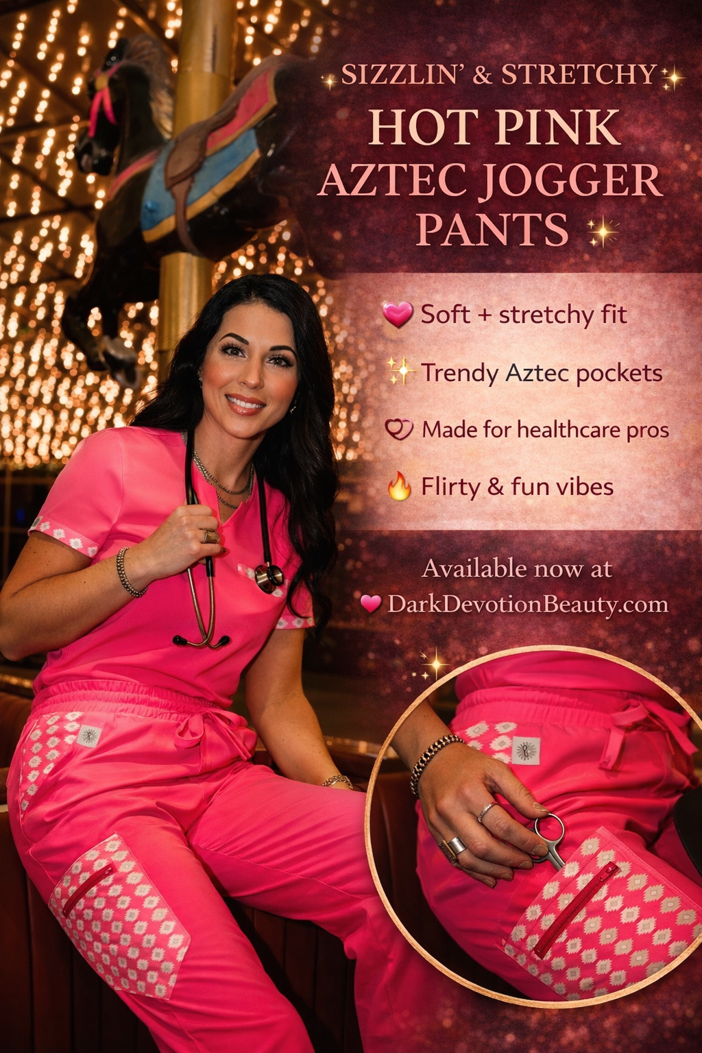 Hot Pink Aztec Jogger Pants