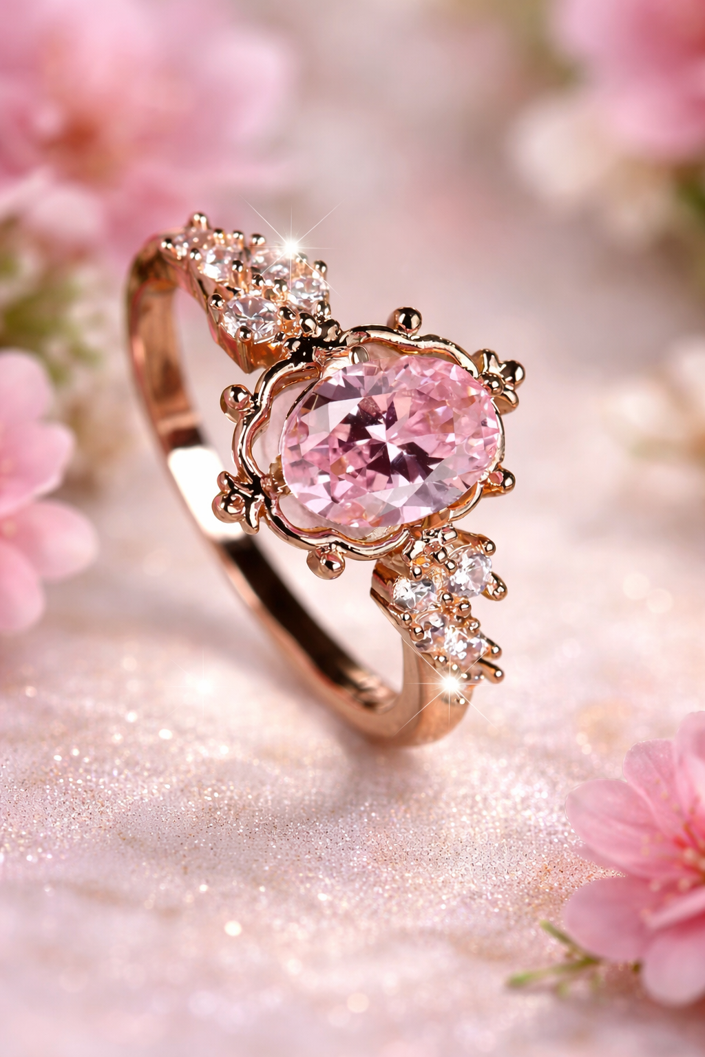 Jordin Sparkling Pink Rose Gold Ring