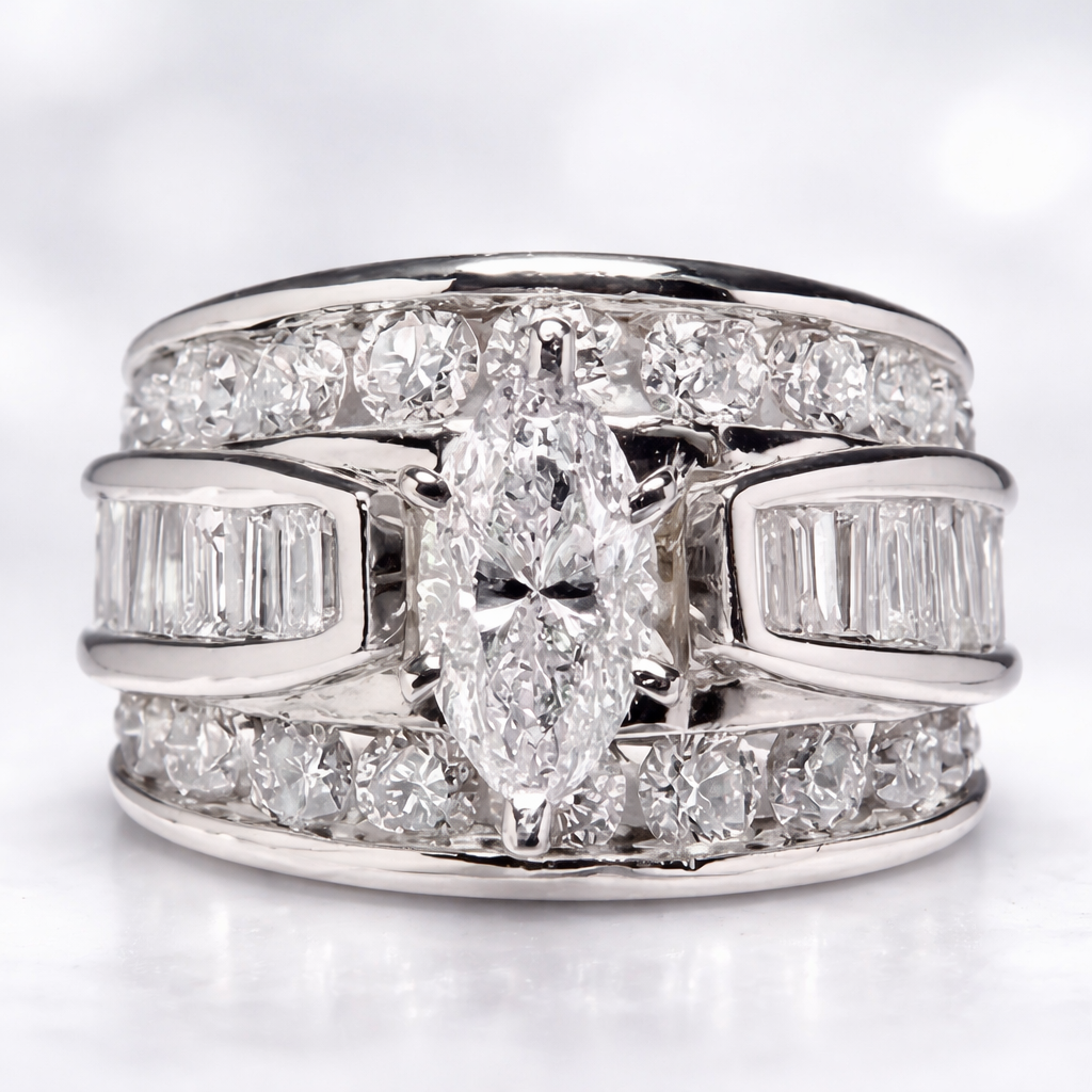 Victoria Marquise Cut Stacked Ring-Silver
