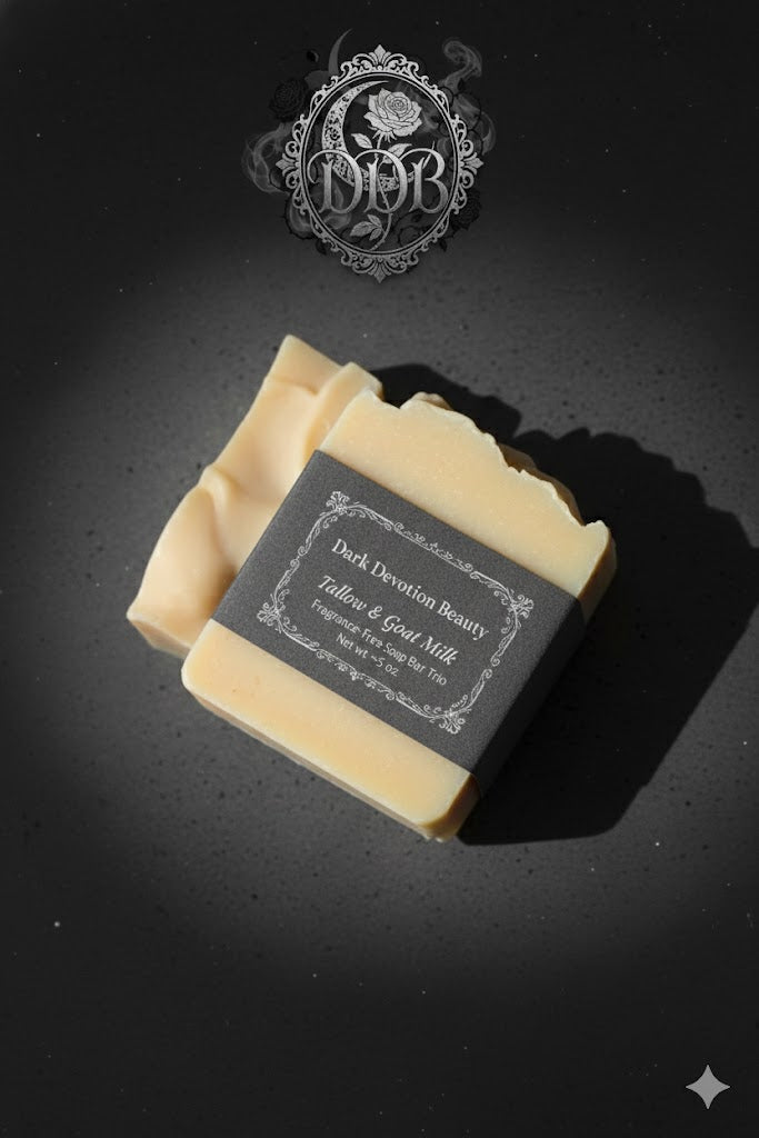 Fragrance Free Handmade Tallow + Goat Milk Soap Bar Trio