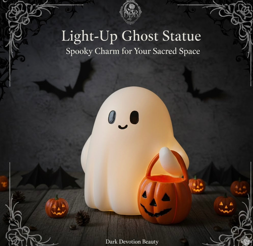Light Up Ghost Pumpkin Statue