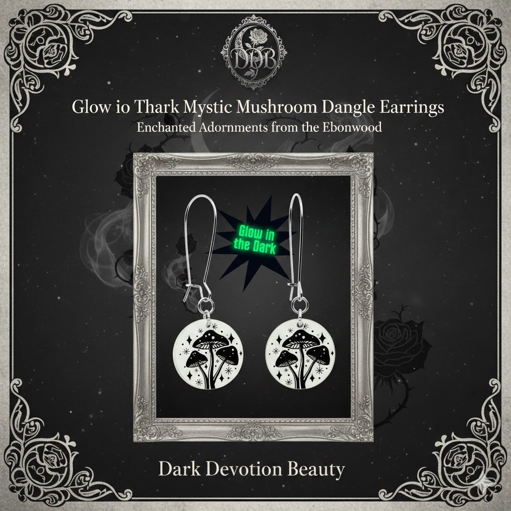 Glow in the Dark Mystic Mushroom Dangle Earrings by Onyx O