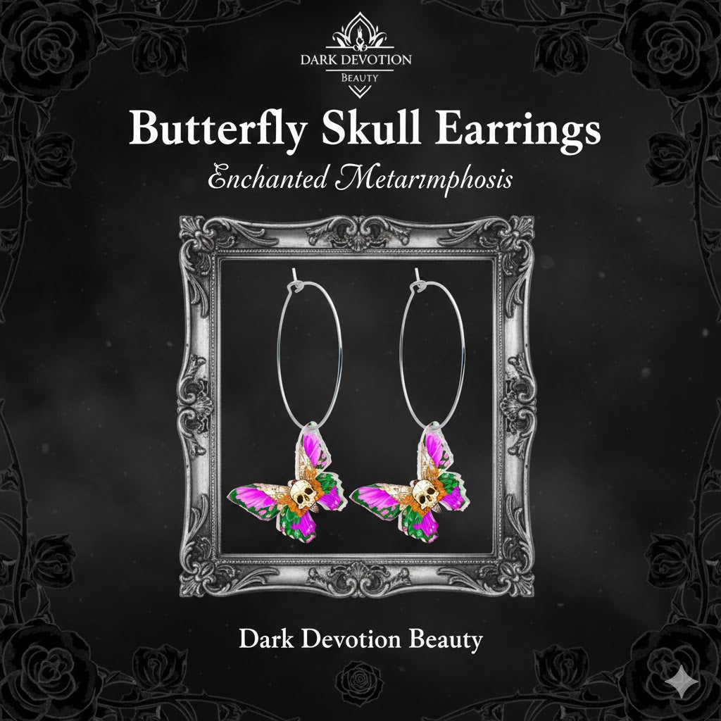Butterfly Skull Hoop Earrings by Onyx O