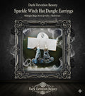Sparkle Witch Hat Dangle Earrings | Midnight Magic Resin Jewelry | Halloween