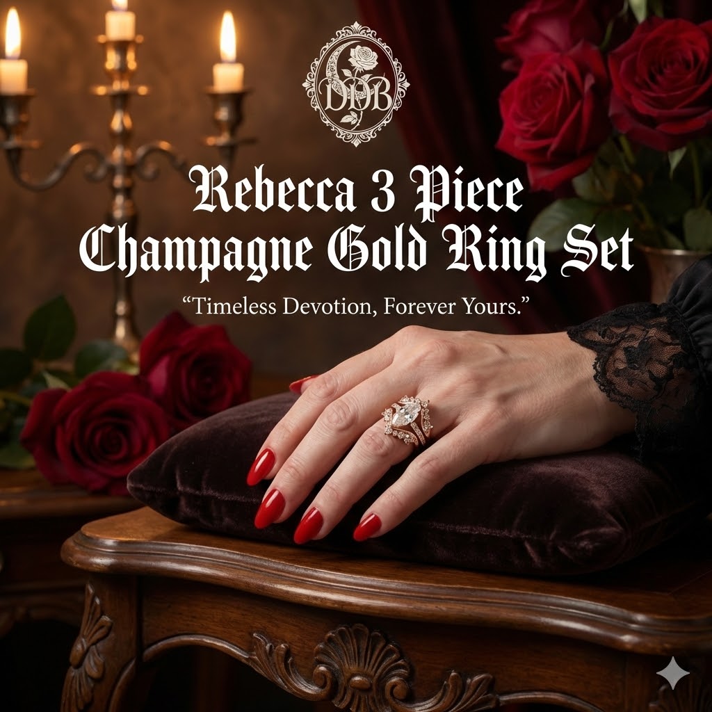 Rebecca 3 Piece Champagne Gold Ring Set