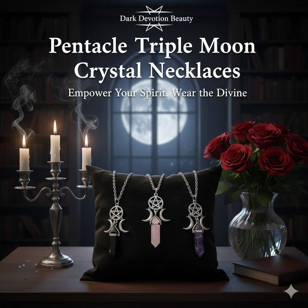 Pentacle Triple Moon Crystal Necklaces