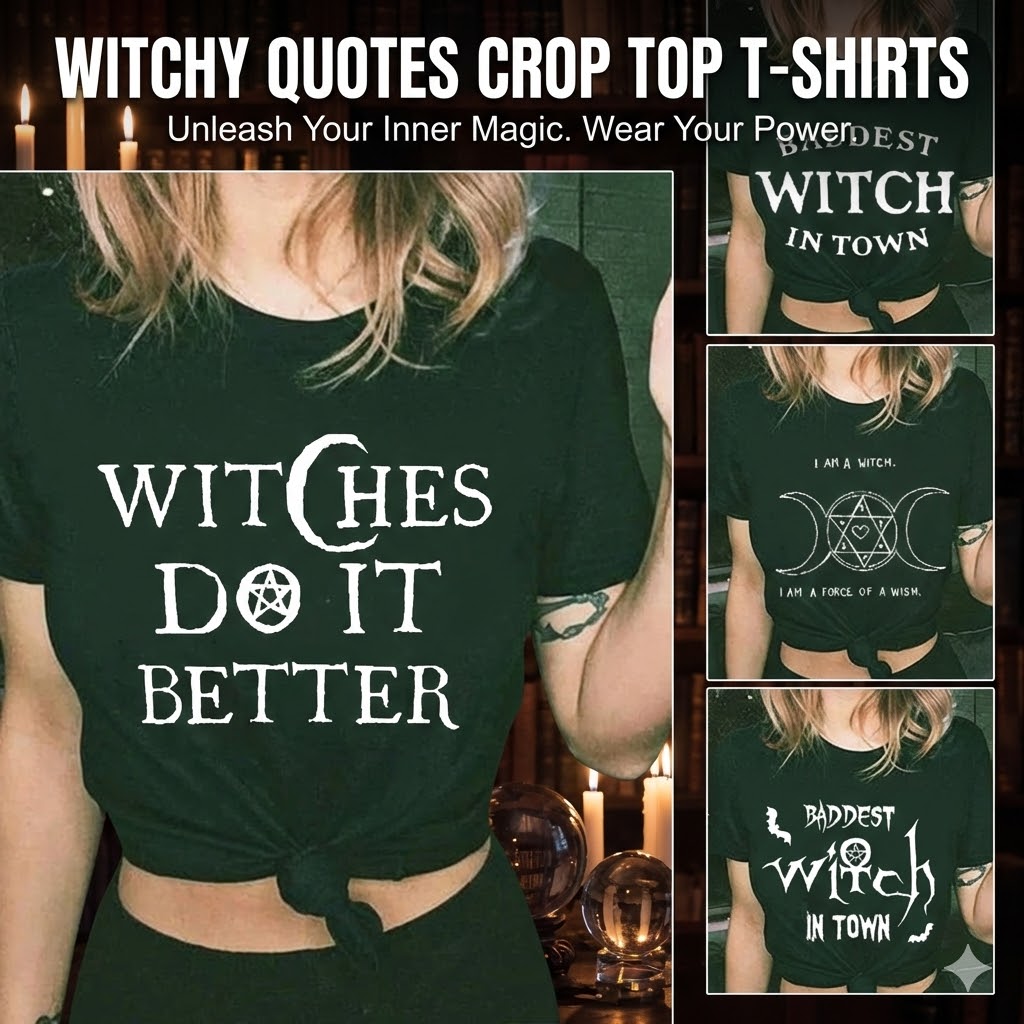 Witchy Quotes Crop Top T-Shirts