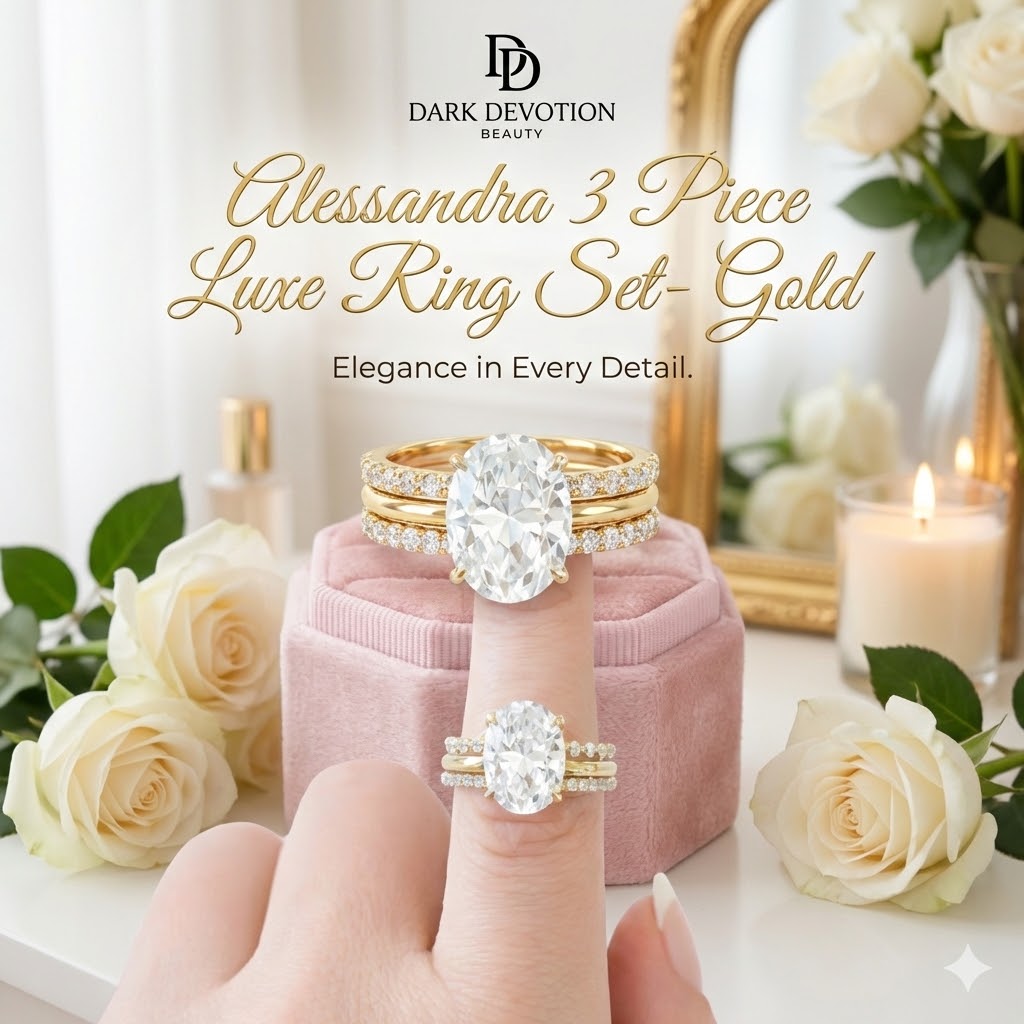 Alessandra 3 Piece Luxe Ring Set- Gold