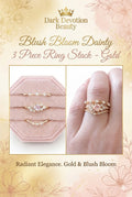 Blush Bloom Dainty 3 Piece Ring Stack- Gold