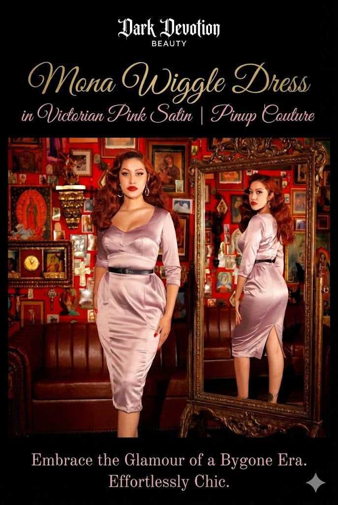 Mona Wiggle Dress in Victorian Pink Satin | Pinup Couture