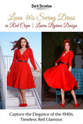 Luna 40s Swing Dress in Red Crepe | Laura Byrnes Design
