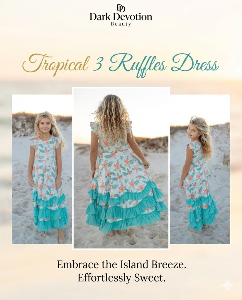 Tropical 3 Ruffles Dress