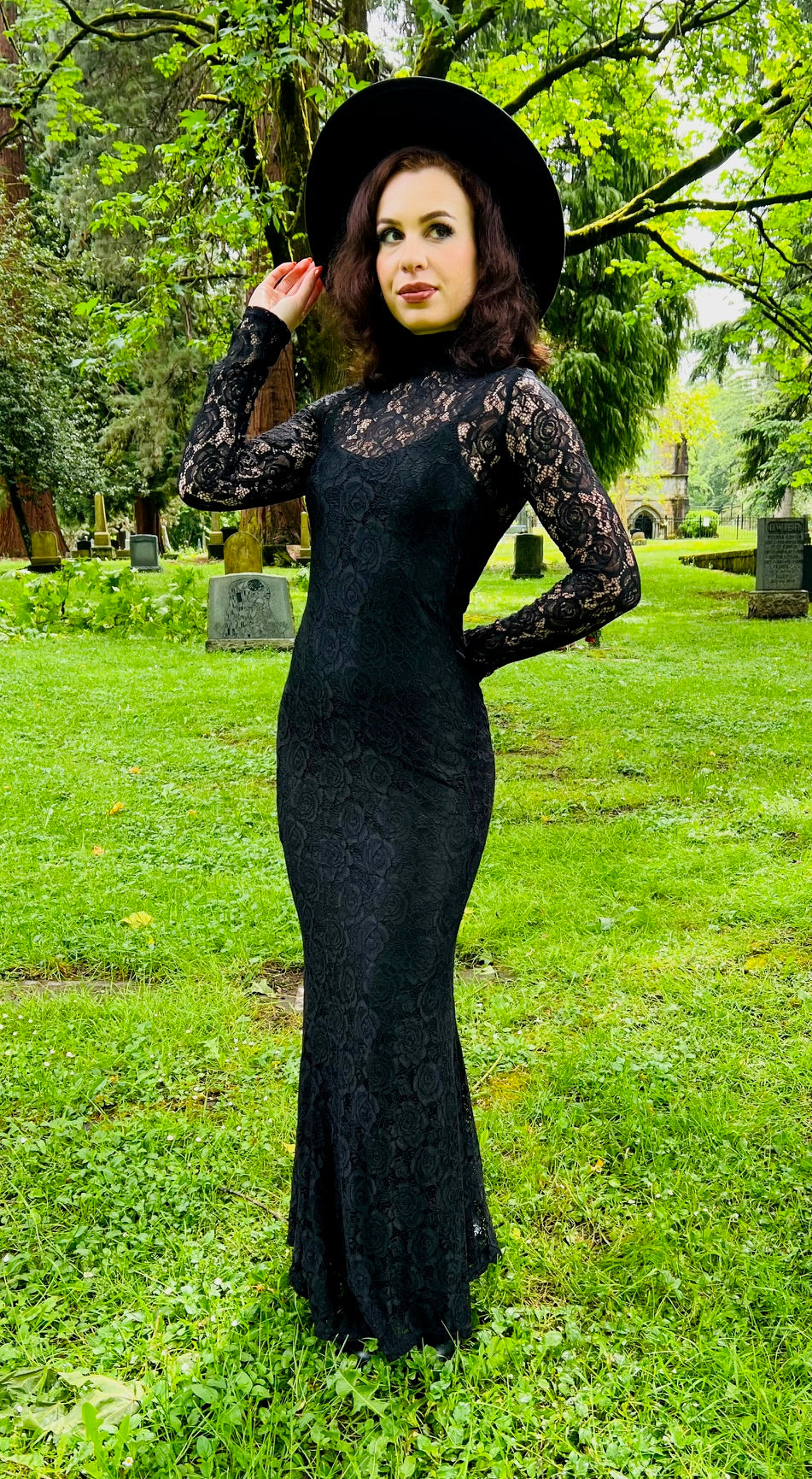 Persephone - Deadly Sheer Floral Lace Maxi dress