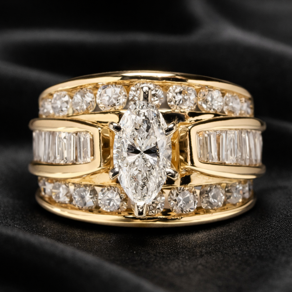 Victoria Marquise Cut Stacked Ring-Gold