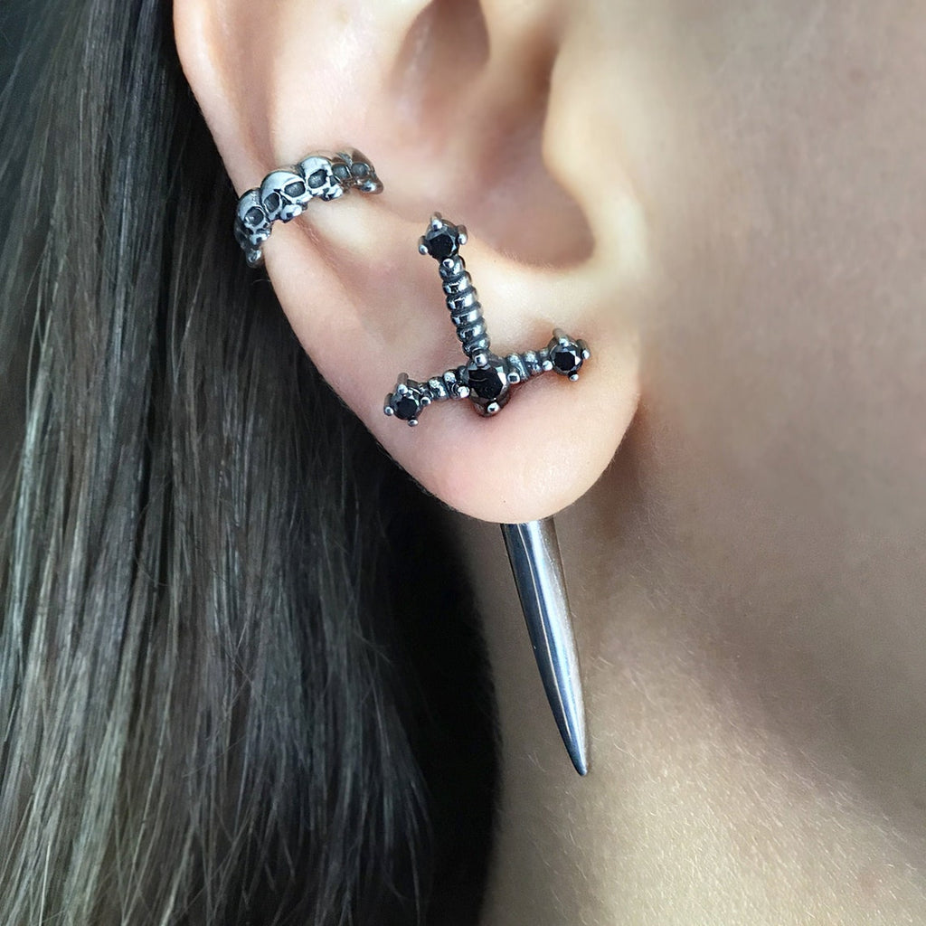 The Sword of Orion Rhinestone Studded Earrings