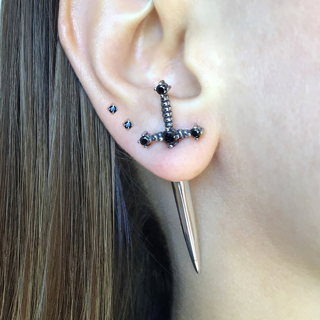 The Sword of Orion Rhinestone Studded Earrings