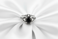 SK2264 Ladies Solitaire Skull Ring Imitation Black Stone Stainless Steel Motorcycle Biker Jewelry Sizes 5-10