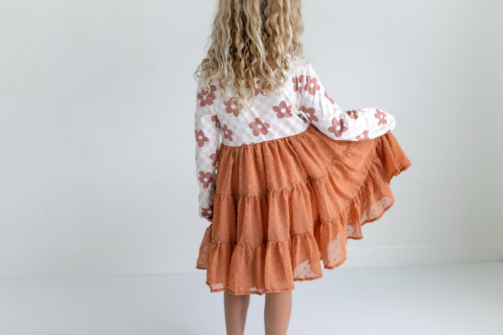 Taupe Swiss Dot Tulle Dress