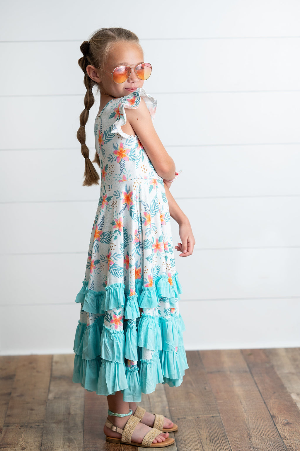 Tropical 3 Ruffles Dress