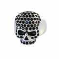 SK1075B Ladies Bling Skull Imitation Black Diamond Ring Stainless Steel Motorcycle Jewelry Size 6-10