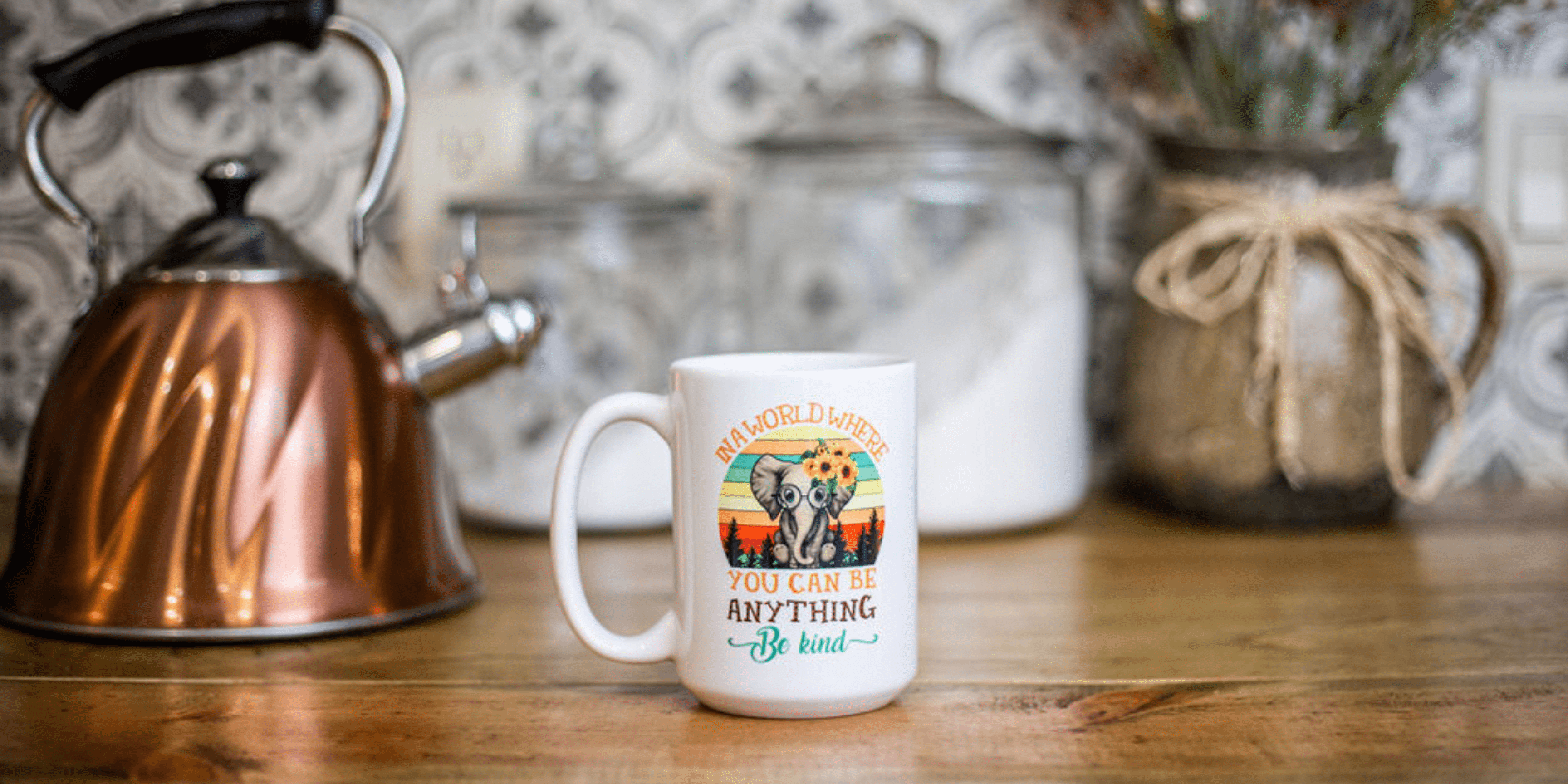 In a World Where You Can Be Anything Be Kind Elephant Coffee Mug