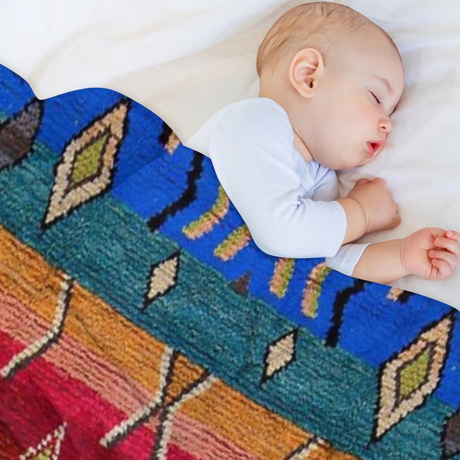 Heritage Traditional Multicolour Moroccan Rug Design Easy Care Throw Blanket