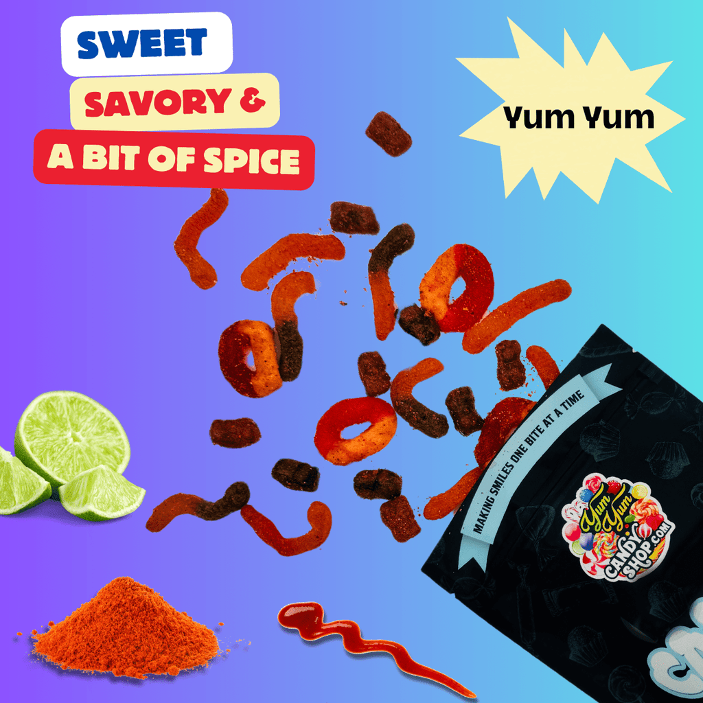 Chamoy Gummy Mix – Worms, Rings & Bears | Sweet, Spicy Chili Lime Dulces | Yum Yum Candy Shop