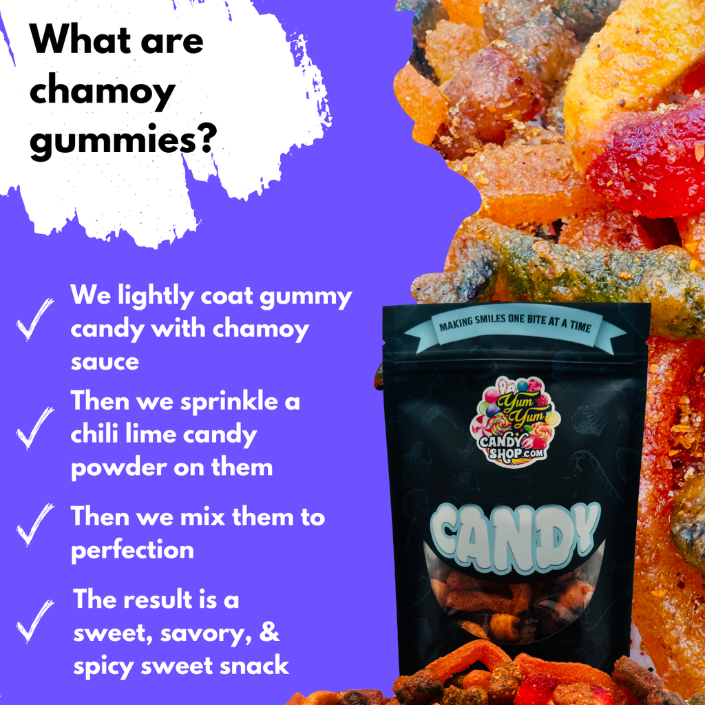 Chamoy Gummy Mix – Worms, Rings & Bears | Sweet, Spicy Chili Lime Dulces | Yum Yum Candy Shop