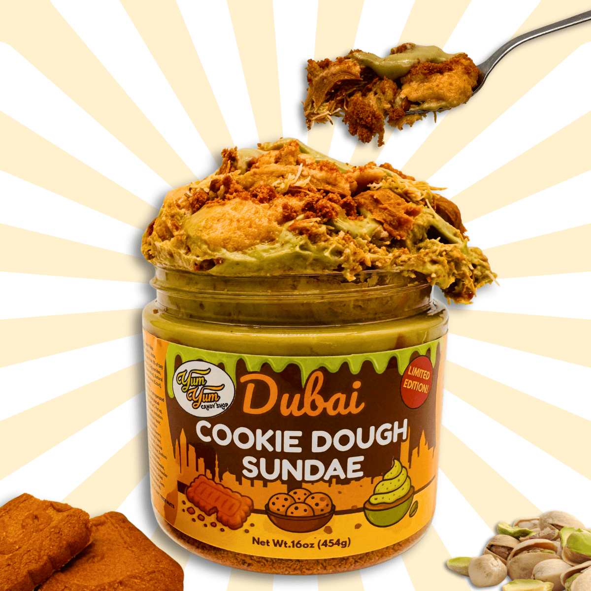 Dubai Cookie Dough Sundae Pistachio Cream Cookie Butter Dessert Jar