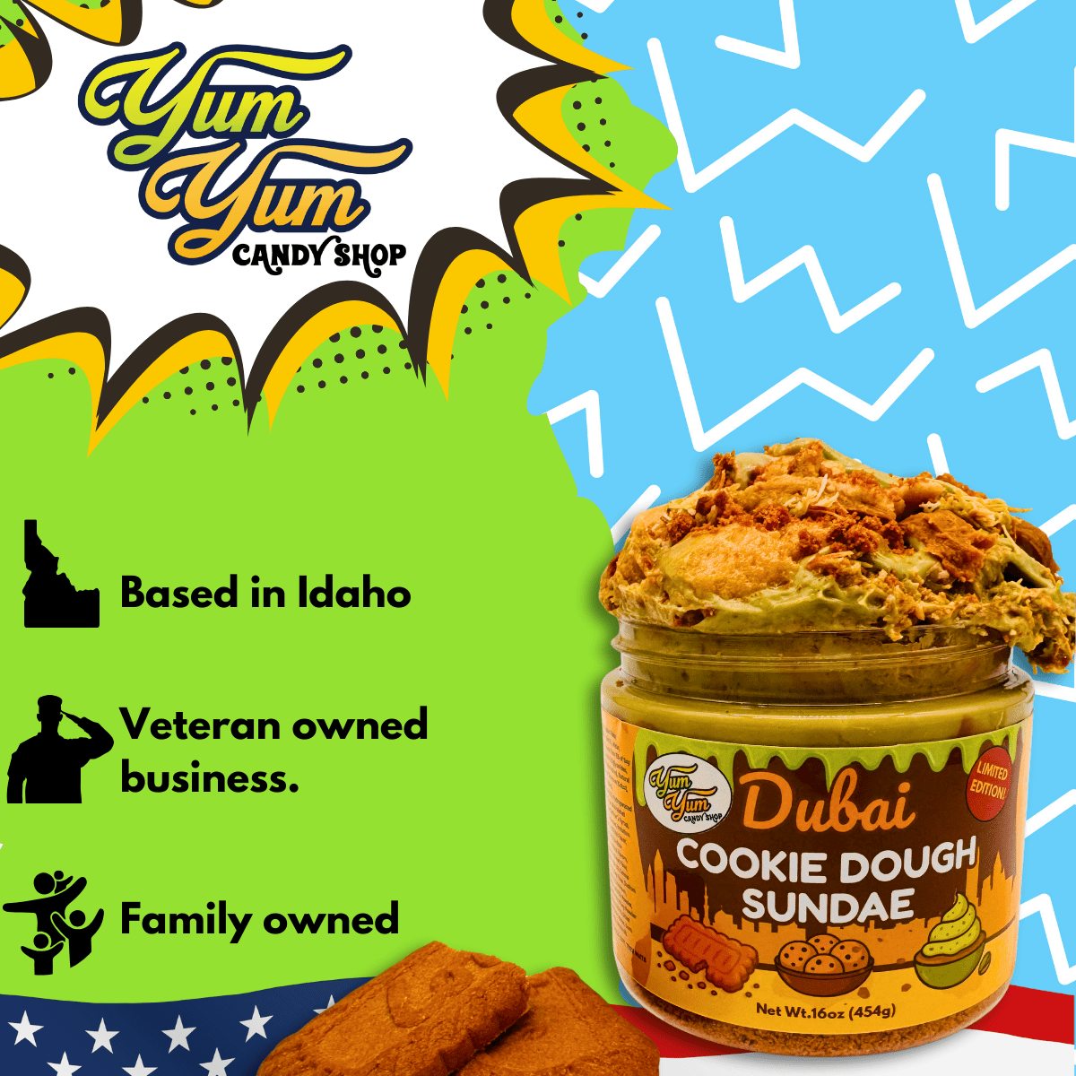 Dubai Cookie Dough Sundae Pistachio Cream Cookie Butter Dessert Jar